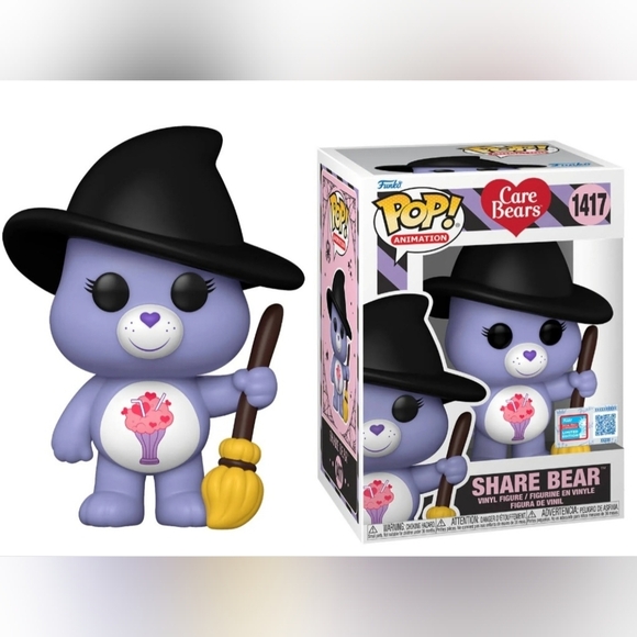 Funko Pop! Purple Care Bear 1417 Share Bear NYCC 2024 LE Sticker Witch Halloween - Picture 1 of 8